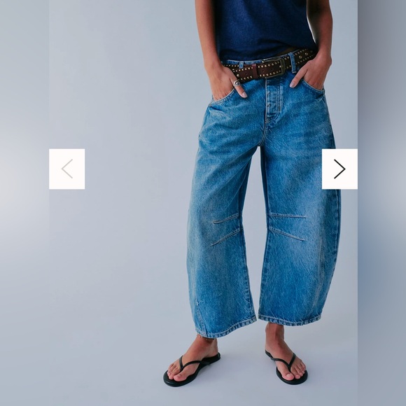 BNWT We The Free FREE PEOPLE Barrel Jeans Sz 28 🩵🩵🩵 - Picture 1 of 7